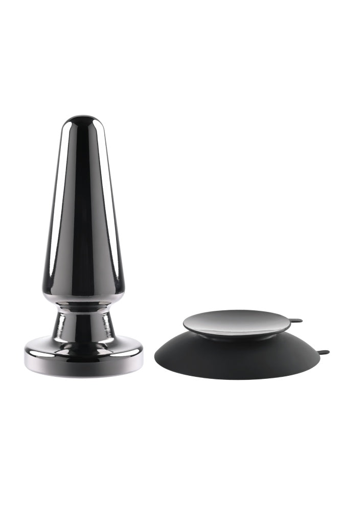 Evolved - Advanced Metal Vibrating Plug with Suction Cup Base - Black - Stag Shop