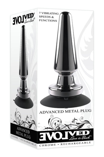Evolved - Advanced Metal Vibrating Plug with Suction Cup Base - Black - Stag Shop