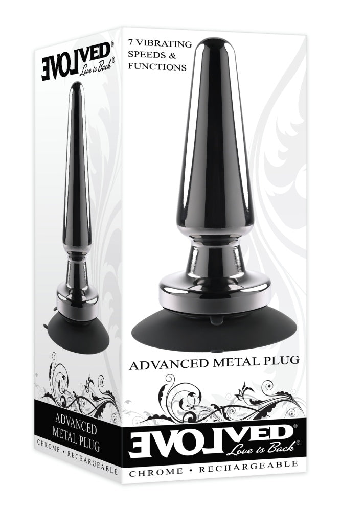 Evolved - Advanced Metal Vibrating Plug with Suction Cup Base - Black - Stag Shop