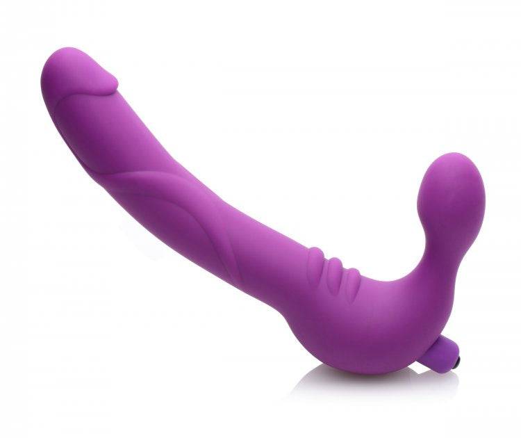 XR Brands - Strap U - Royal Revolver Vibrating Strapless Silicone Strap On Dildo - Purple - Stag Shop