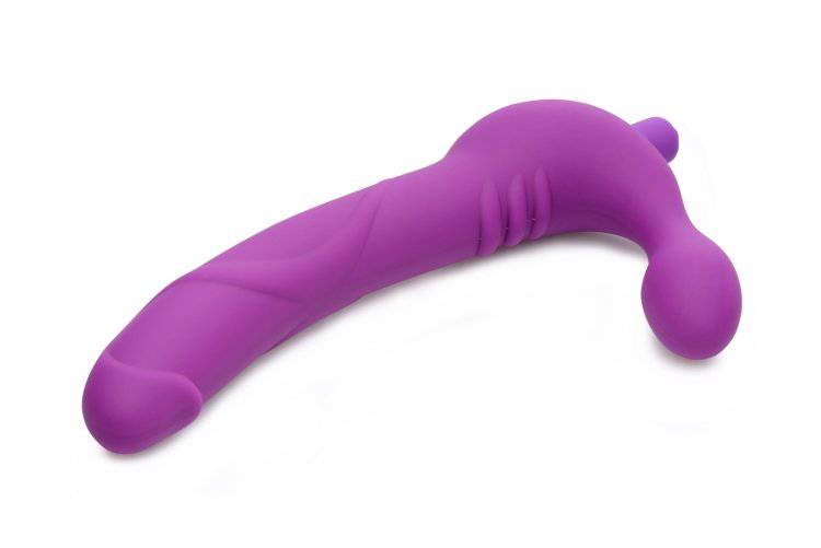 XR Brands - Strap U - Royal Revolver Vibrating Strapless Silicone Strap On Dildo - Purple - Stag Shop