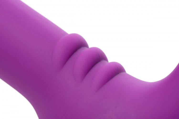 XR Brands - Strap U - Royal Revolver Vibrating Strapless Silicone Strap On Dildo - Purple - Stag Shop