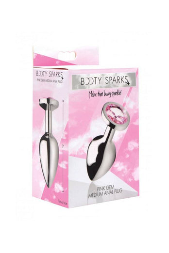 XR Brands - Booty Sparks - Pink Gem Anal Plug- Medium - Stag Shop