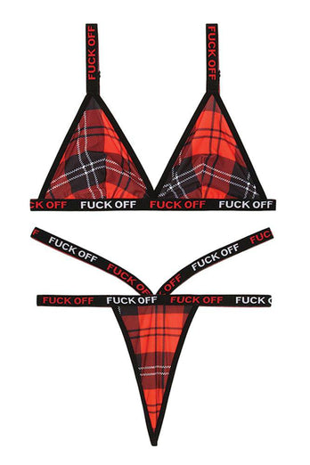Fantasy Lingerie - AF802 - Fck Off Bralette & Thong Set - Black/Red - Queen Size - Stag Shop