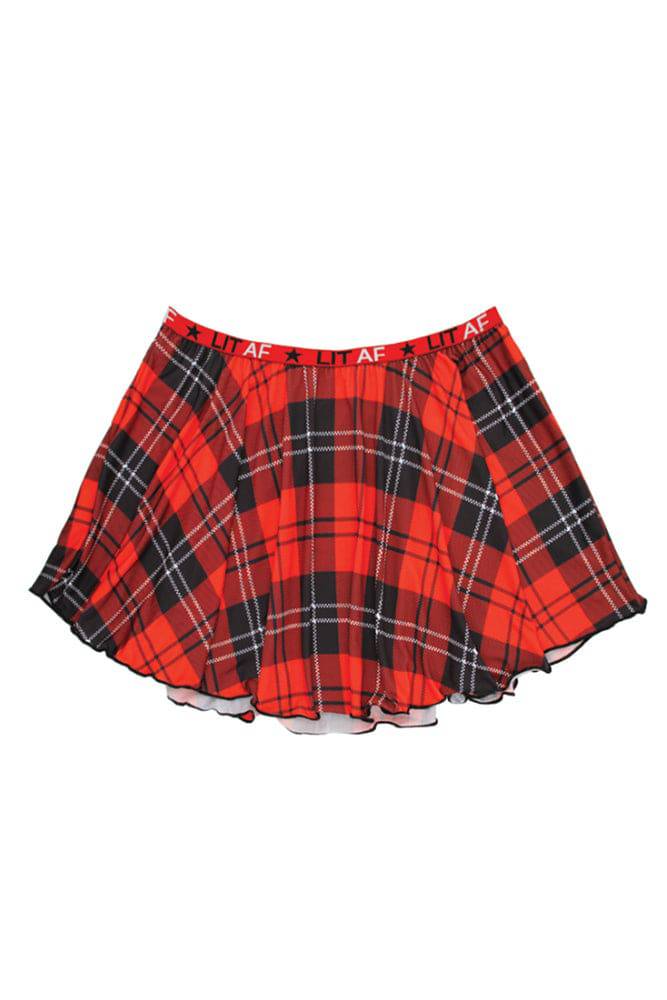 Fantasy Lingerie - AF803 - Lit AF Plaid Skirt - Black/Red - Stag Shop