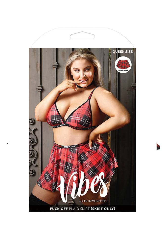 Fantasy Lingerie - AF804 - Fck Off Plaid Skirt - Black/Red - Queen Size - Stag Shop