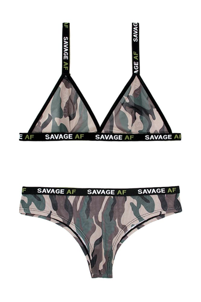 Fantasy Lingerie - AF810 - Savage AF Bralette & Cheeky Panty - Camo - Stag Shop