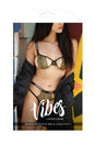 Fantasy Lingerie - AF900 - Savage AF Cutout Bra & Caged Panty - Olive/Black - Stag Shop