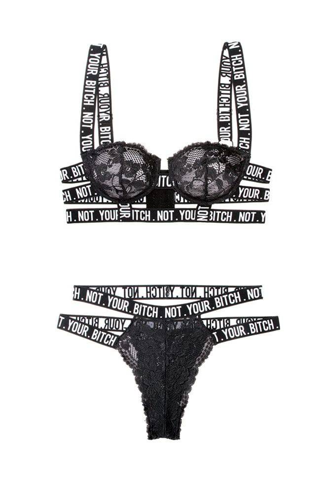 Fantasy Lingerie - AF901 - Not Your Bitch Lace Bra & Cutout Panty Set - Black - Stag Shop