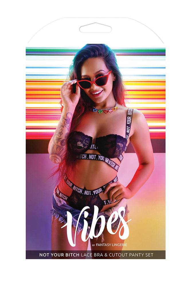 Fantasy Lingerie - AF901 - Not Your Bitch Lace Bra & Cutout Panty Set - Black - Stag Shop