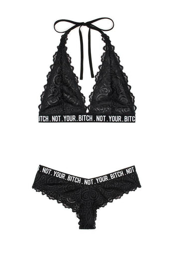 Fantasy Lingerie - AF902 - Not Your Bitch Bralette & Cheeky Panty Set - Black - Stag Shop