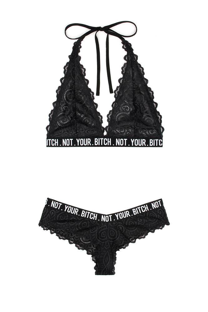 Fantasy Lingerie - AF902 - Not Your Bitch Bralette & Cheeky Panty Set - Black - Stag Shop