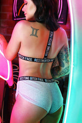 Fantasy Lingerie - AF903 - Resting Bitch Face Bralette & Retro Short Set - Grey - Stag Shop