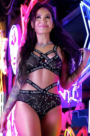 Fantasy Lingerie - AF908 - Karma's a Bitch Bralette & Cutout Panty Set - Black - Stag Shop