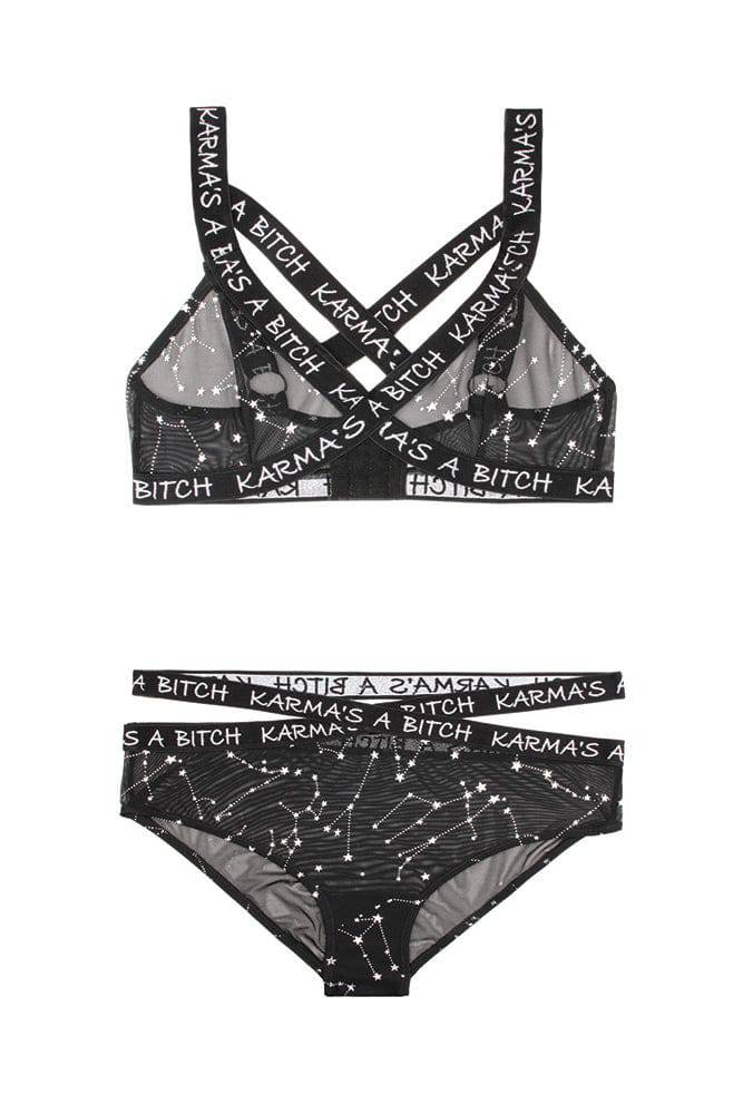 Fantasy Lingerie - AF908 - Karma's a Bitch Bralette & Cutout Panty Set - Black - Stag Shop