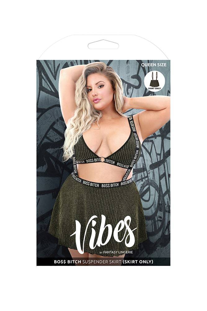 Fantasy Lingerie - AF911 - BOSS Bitch Suspender Skirt - Black/Gold - Queen Size - Stag Shop