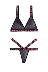Fantasy Lingerie - AF912 - Sexy Bitch Bralette & Strappy Panty Set - Black - Stag Shop