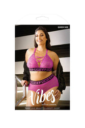 Fantasy Lingerie - AF946Q - Thicc Lace Bralette & Booty Short - Pink - Queen Size - Stag Shop