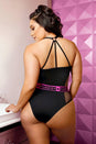 Fantasy Lingerie - AF948Q - Pussy Power Playsuit - Black/Pink - Queen Size - Stag Shop
