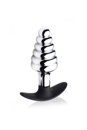 XR Brands - Master Series - Dark Hive Metal and Silicone Ribbed Anal Plug - Stag Shop