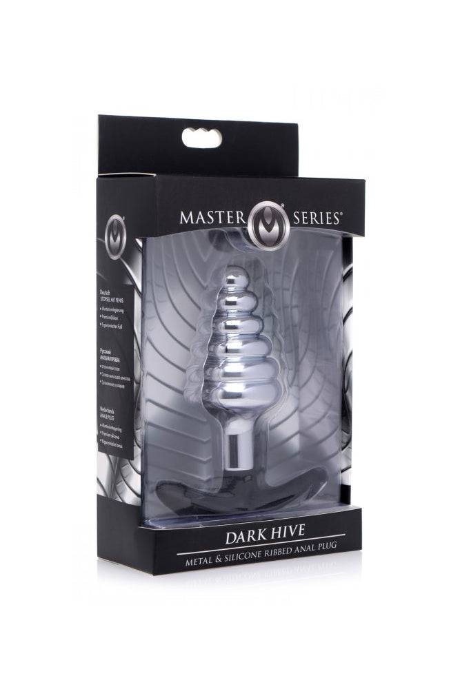 XR Brands - Master Series - Dark Hive Metal and Silicone Ribbed Anal Plug - Stag Shop