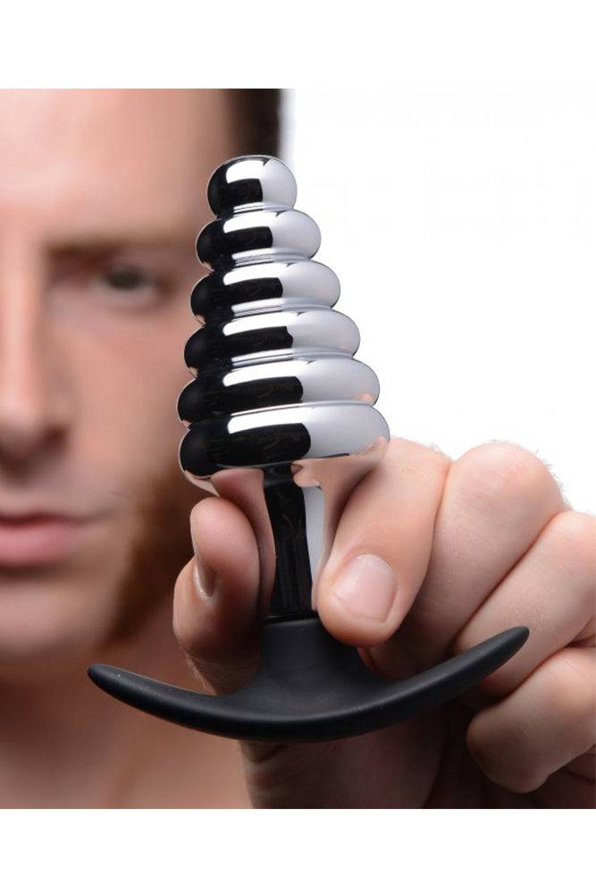 XR Brands - Master Series - Dark Hive Metal and Silicone Ribbed Anal Plug - Stag Shop