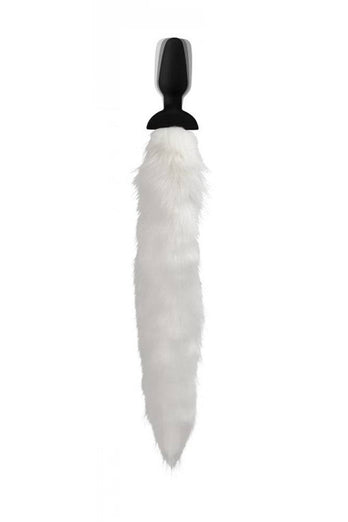 XR Brands - Tailz - White Fox Vibrating Anal Plug with Remote - Stag Shop