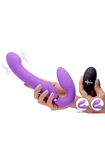 XR Brands - Strap U - Ergo-Fit G-Pulse Inflatable & Vibrating Strapless Strap-On - Purple - Stag Shop
