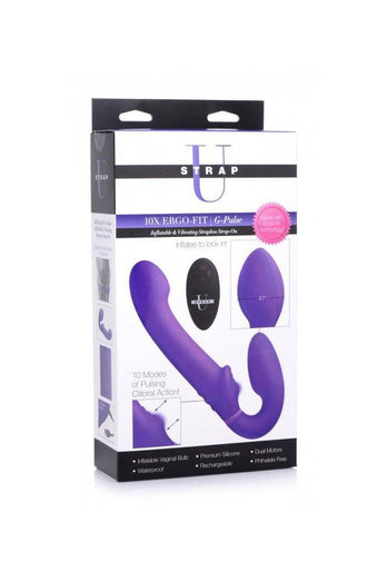XR Brands - Strap U - Ergo-Fit G-Pulse Inflatable & Vibrating Strapless Strap-On - Purple - Stag Shop