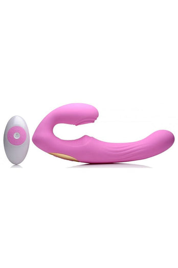 XR Brands - Strap U - 15X U-Pulse Pulse & Vibe Strapless Strap-on w/ Remote - Pink - Stag Shop
