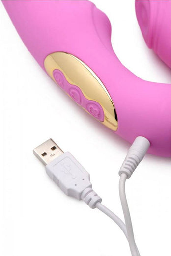 XR Brands - Strap U - 15X U-Pulse Pulse & Vibe Strapless Strap-on w/ Remote - Pink - Stag Shop