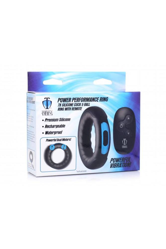 XR Brands - Power Performance Vibrating Silicone Cock Ring - Black - Stag Shop