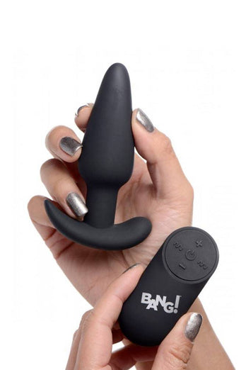 XR Brands - BANG - Remote Control 21X Vibrating Silicone Butt Plug - Black - Stag Shop