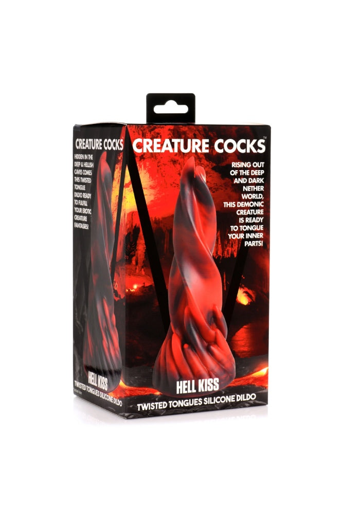 XR Brands - Creature Cocks - Hell Kiss Twisted Tongues Silicone Dildo - Red/Black - Stag Shop