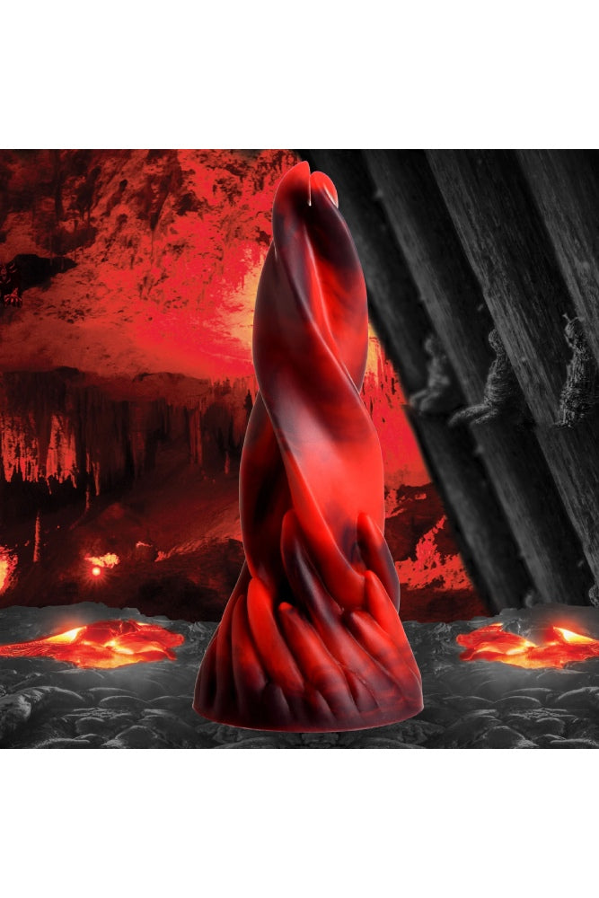 XR Brands - Creature Cocks - Hell Kiss Twisted Tongues Silicone Dildo - Red/Black - Stag Shop