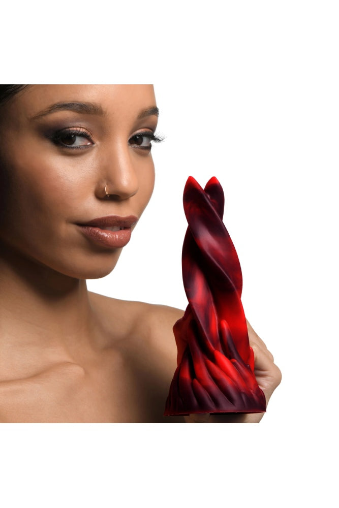 XR Brands - Creature Cocks - Hell Kiss Twisted Tongues Silicone Dildo - Red/Black - Stag Shop