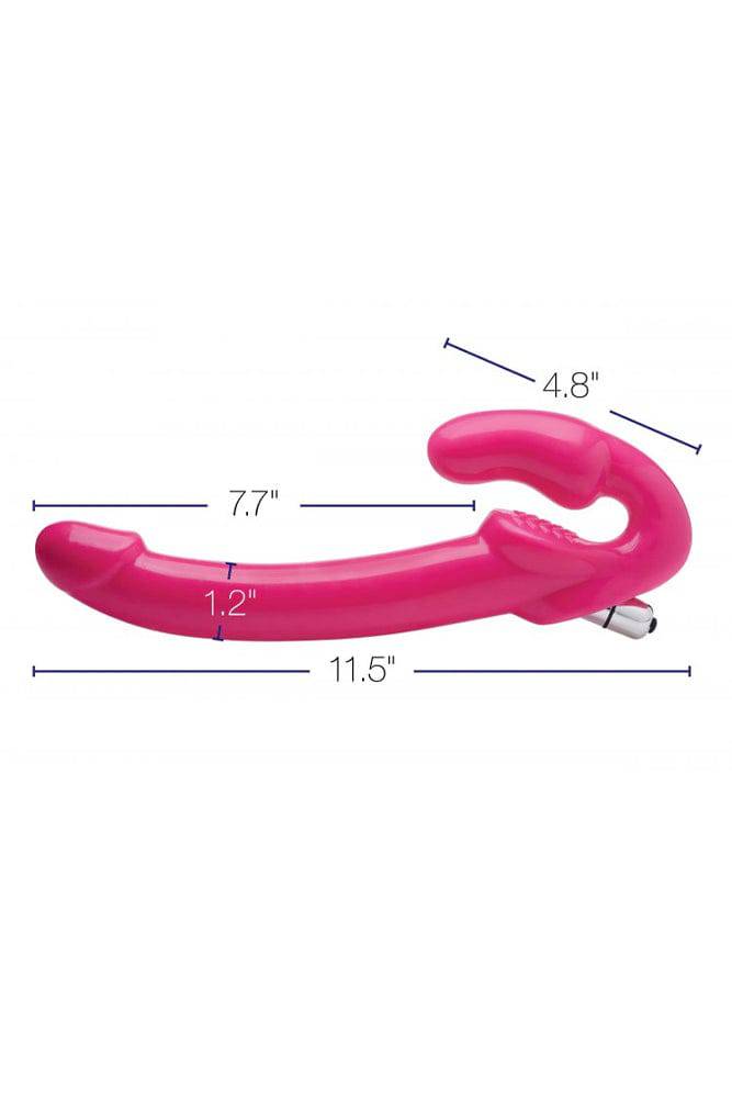 XR Brands - Strap U - 7X Revolver Slim 8 Inch Vibrating Strapless Strap-on - Pink - Stag Shop