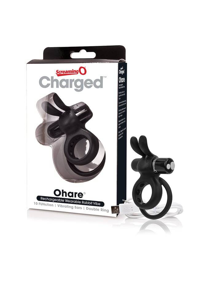 Screaming O - Charged - O Hare Rechargeable Rabbit Cock Ring - Black - Stag Shop
