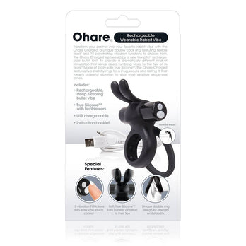 Screaming O - Charged - O Hare Rechargeable Rabbit Cock Ring - Black - Stag Shop