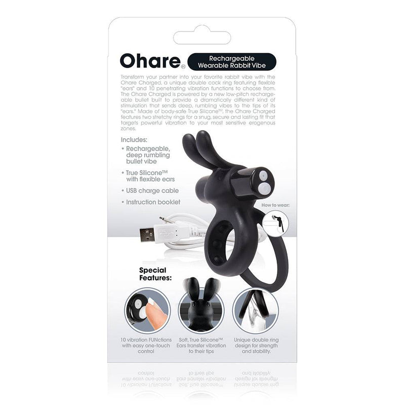 Screaming O - Charged - O Hare Rechargeable Rabbit Cock Ring - Black - Stag Shop