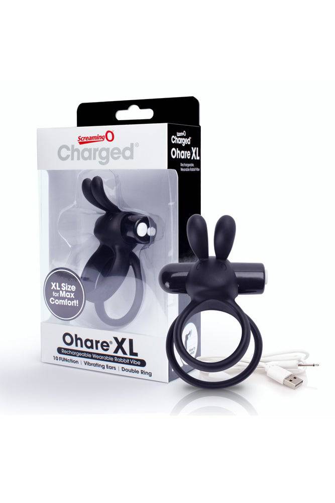 Screaming O  - Charged - OHare XL - Vibrating Rabbit Cock Ring - Black - Stag Shop