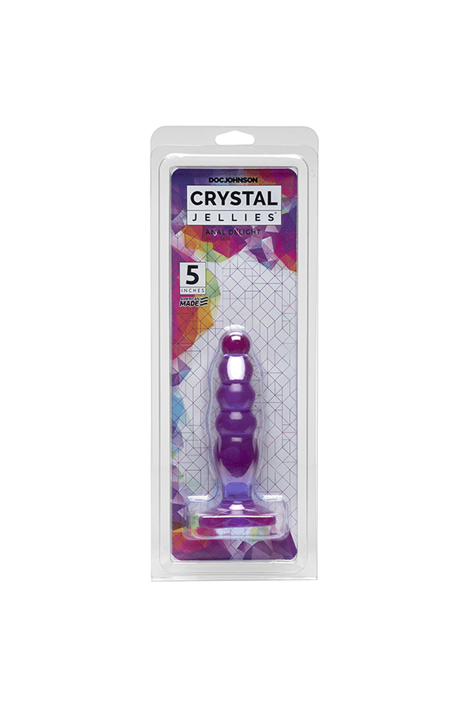 Crystal Jellies by Doc Johnson - Anal Delight Beaded Plug - Purple - Stag Shop