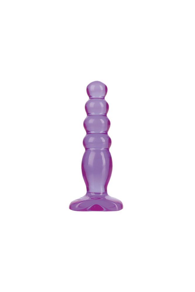 Crystal Jellies by Doc Johnson - Anal Delight Beaded Plug - Purple - Stag Shop