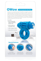 Screaming O - Charged - O Wow Rechargeable Vibrating Cock Ring - Blue - Stag Shop