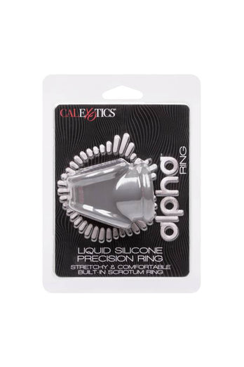 Cal Exotics - Alpha - Liquid Silicone Precision Ring with Scrotum Support - Grey - Stag Shop