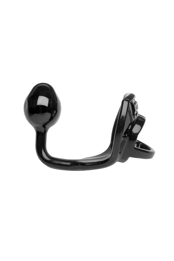 Perfect Fit - Armour Tug Lock Cock Ring & Plug - Black - Stag Shop