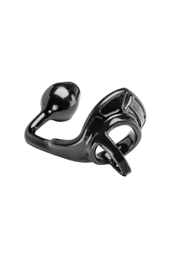 Perfect Fit - Armour Tug Lock Cock Ring & Plug - Black - Stag Shop