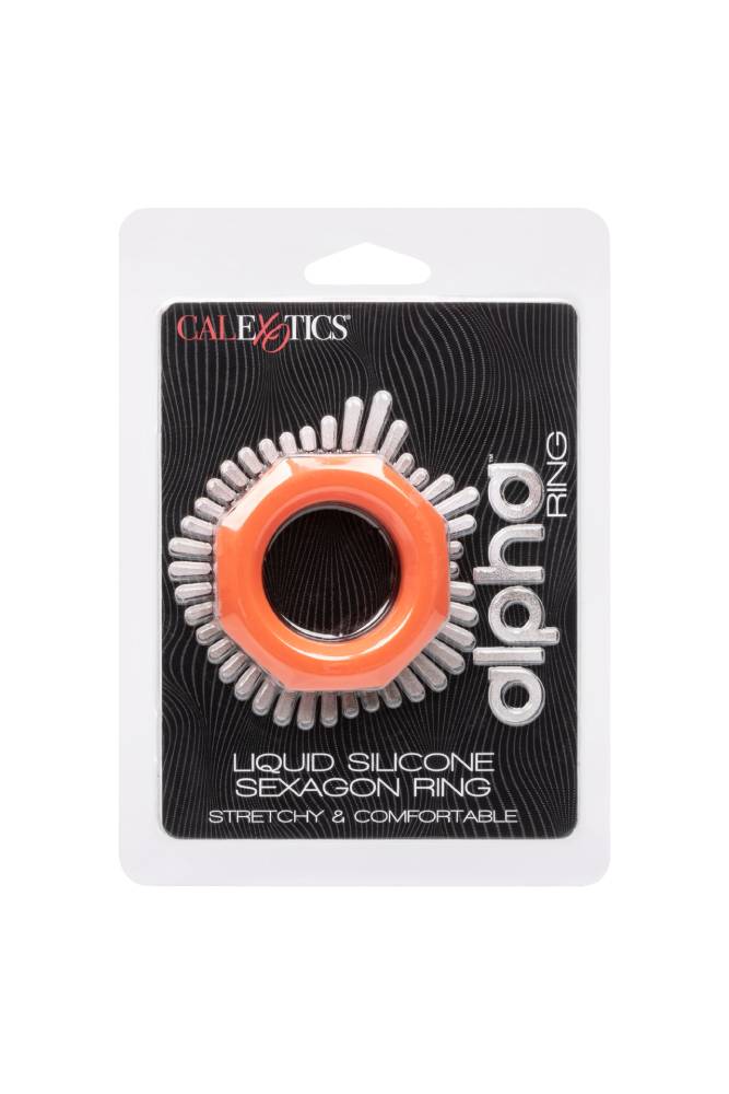 Cal Exotics - Alpha - Liquid Silicone Sexagon Ring - Orange - Stag Shop