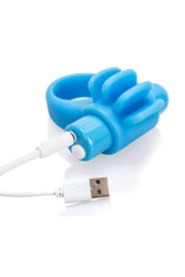 Screaming O - Charged - Skooch Rechargeable Vibrating Textured Cock Ring - Blue - Stag Shop