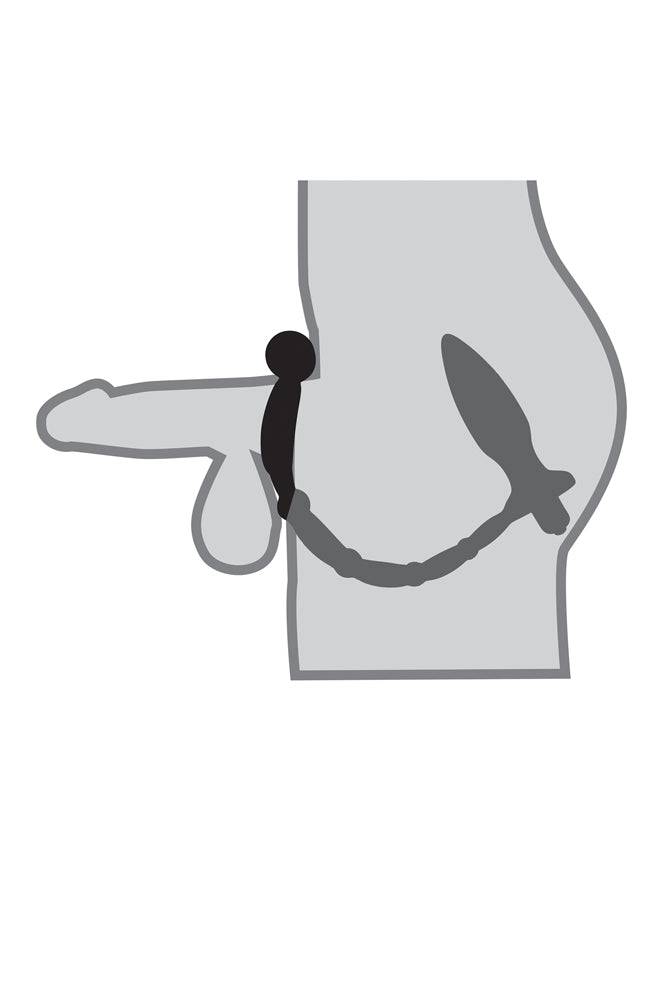 Pipedream - Anal Fantasy - Vibrating Ass-Kicker Plug with Cock Ring - Black - Stag Shop